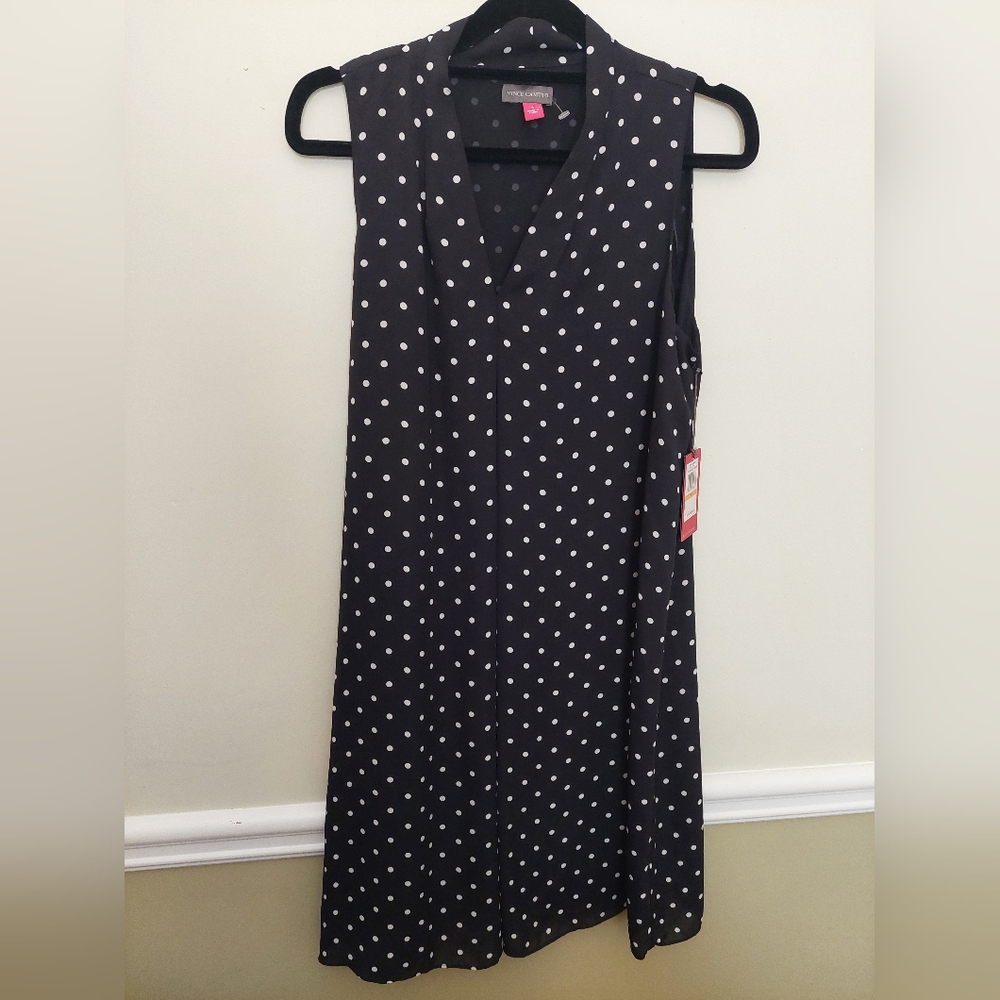 NWT Vince Camuto Black and White Polka Dot Dress
